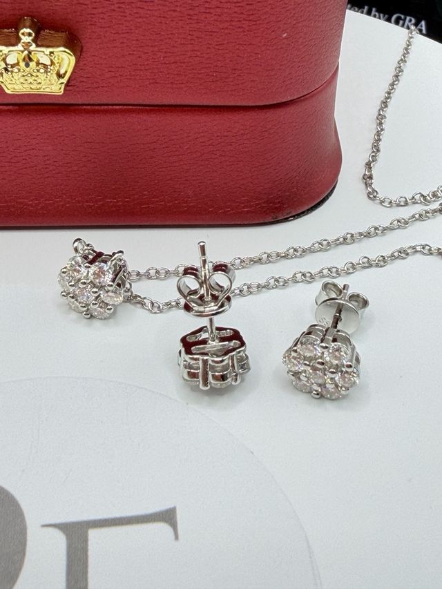 Set Collana Orecchini Moissanite Argento