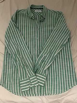 Camisa Don Algodón Rayas Verde y Blanca