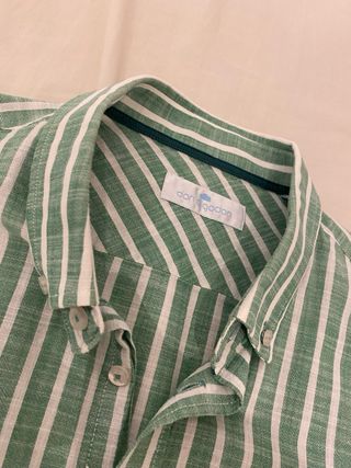 Camisa Don Algodón Rayas Verde y Blanca