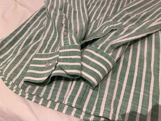 Camisa Don Algodón Rayas Verde y Blanca