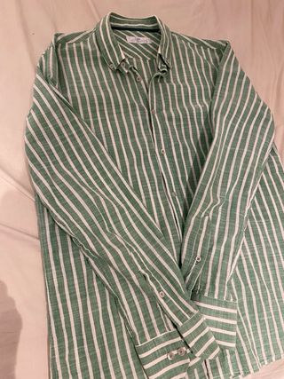 Camisa Don Algodón Rayas Verde y Blanca