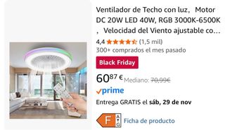 Lámpara Ventilador LED Colores