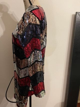 Vestido mini lentejuelas zig-zag