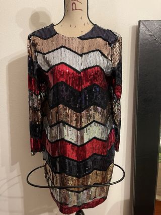 Vestido mini lentejuelas zig-zag