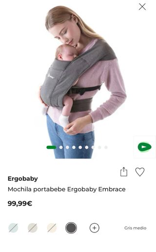 Mochila Porteo Ergobaby Embrace Gris