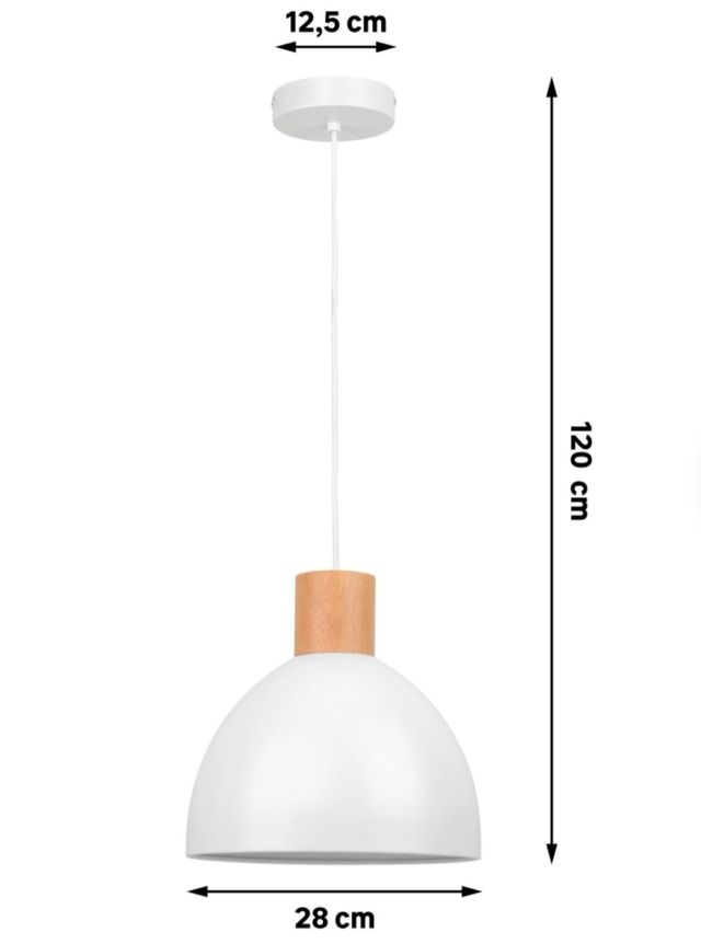Lámpara colgante blanca y madera
