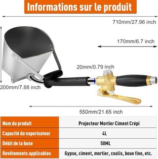 NUEVA Pistola Mortero Tolva 4 Boquillas