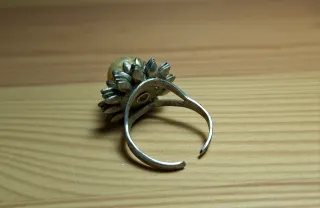Anillo antiguo perla flor ajustable