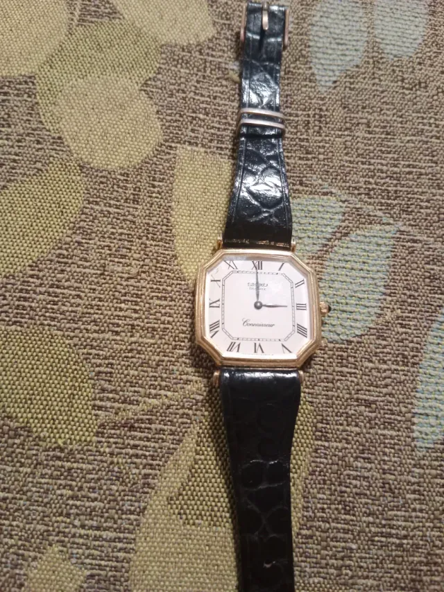 Orologio Seiko Connoisseur in Oro con Cinturino in Pelle Nera