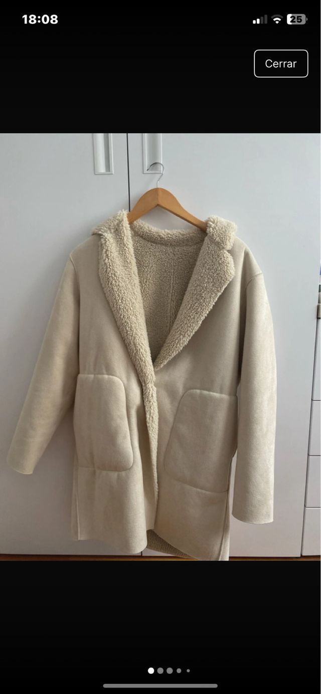 Abrigo reversible pelo beige Talla única