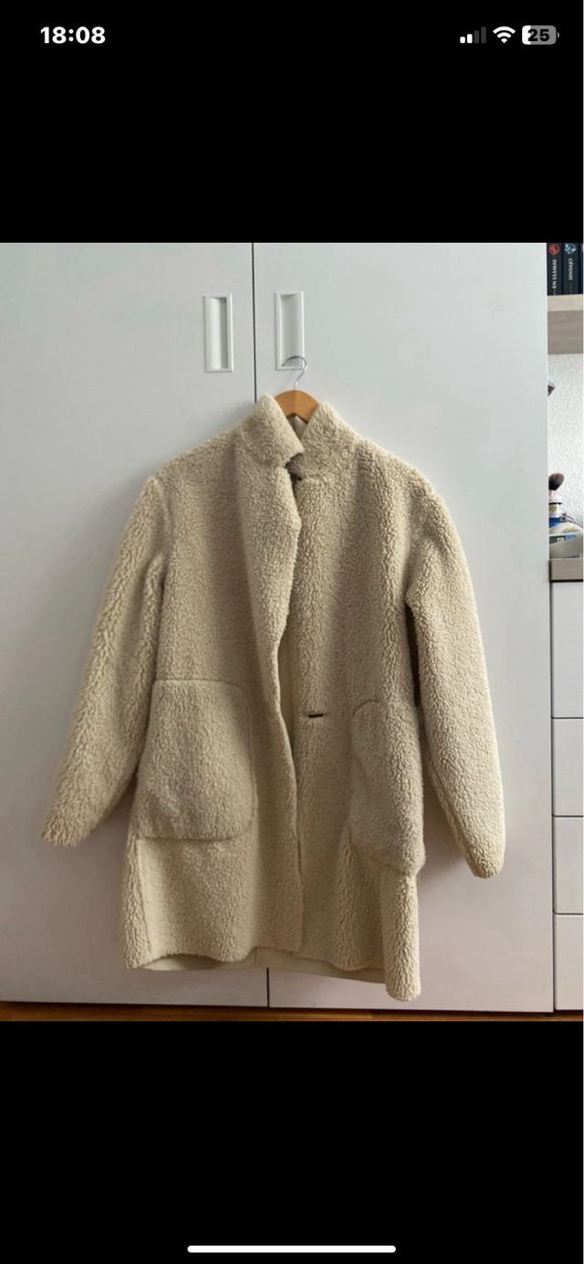 Abrigo reversible pelo beige Talla única