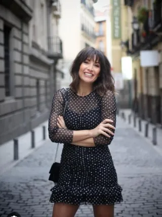 Vestido fiesta Zara lunares negro