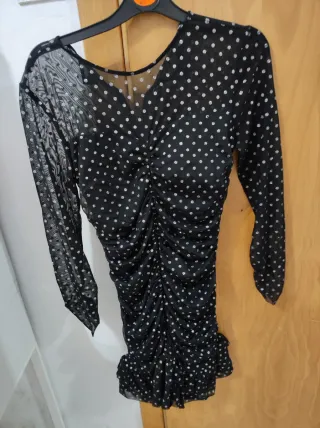 Vestido fiesta Zara lunares negro