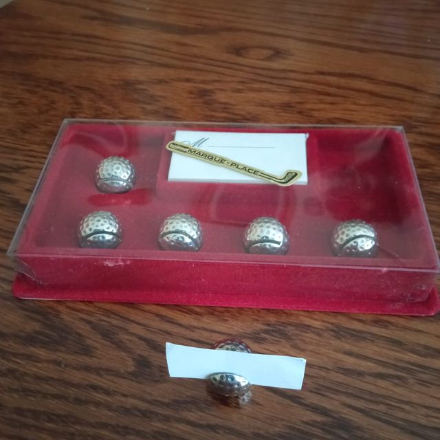 set di 6 segnaposto argentati, ideale per golfisti