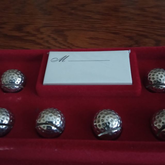 set di 6 segnaposto argentati, ideale per golfisti