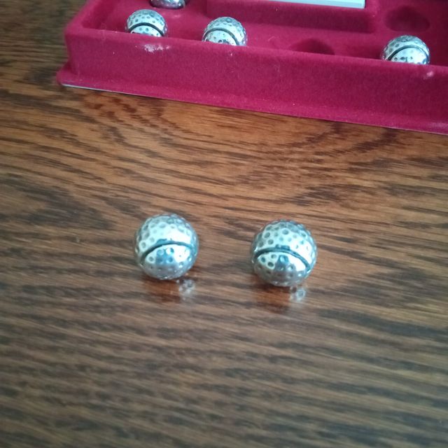 set di 6 segnaposto argentati, ideale per golfisti