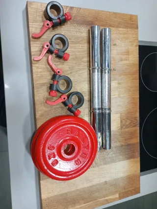 Pesas y barras para gimnasio