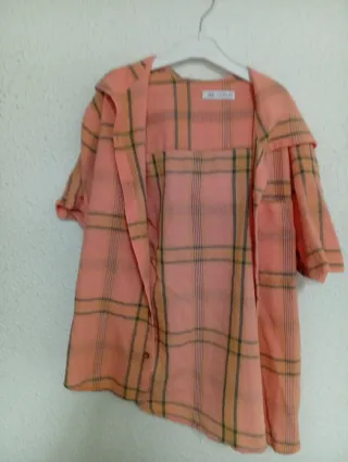 Camisa Zara cuadros salmón talla S