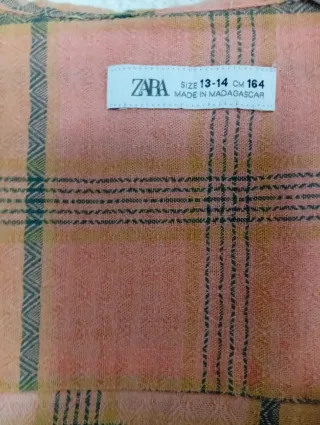 Camisa Zara cuadros salmón talla S