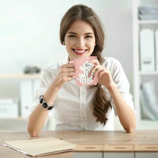 Taza de Cerámica Spotted Cat 320ML Rosa