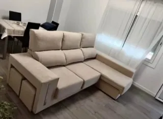 Sofá modular gris de tela