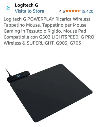 Logitech G POWERPLAY Tappetino Mouse Wireless
