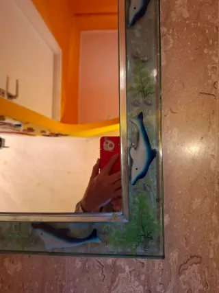 Specchio con delfini in vetro