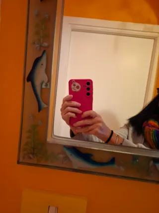 Specchio con delfini in vetro