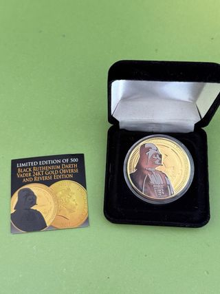 Moneda Darth Vader plata, 24kt Oro y Rutenio