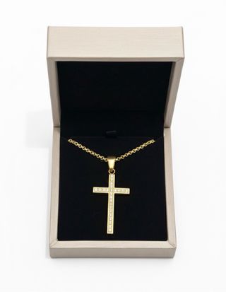 Collar Cruz Dorado con Circonitas