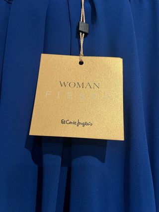 Vestido fiesta largo azul con pedrería