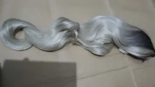 Peluca Larga Rizada 70cm Negra/Gris