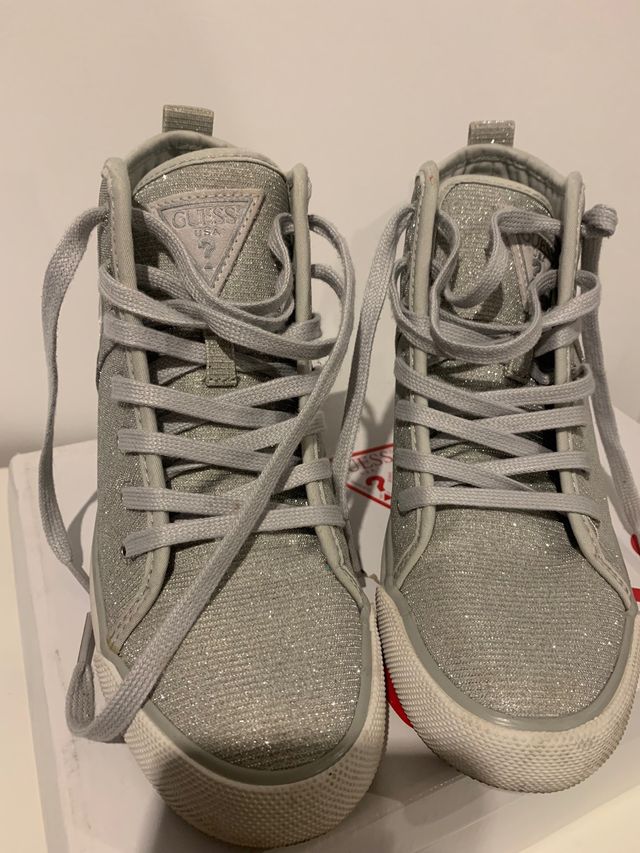 Zapatillas Guess Cuña Plateadas Talla 37