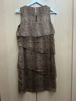 Vestido de gasa marron estampado