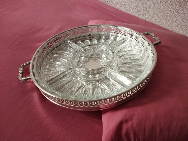 Bandeja Aperitivo Vintage Alpaca y Cristal