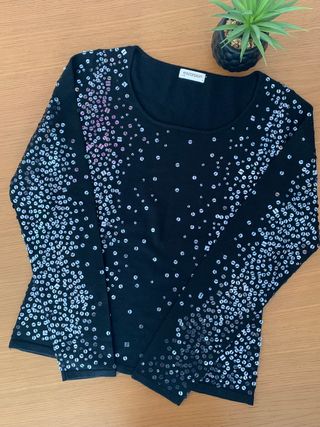 Jersey Escorpión mujer negro lentejuelas