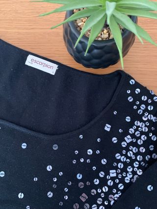 Jersey Escorpión mujer negro lentejuelas