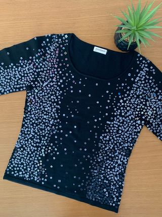 Jersey Escorpión mujer negro lentejuelas