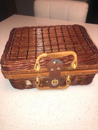 Kit Picnic Cesta Mimbre Azul