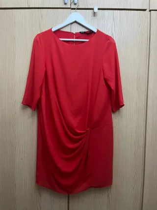 Vestido gasa rojo drapeado