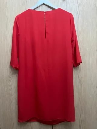 Vestido gasa rojo drapeado