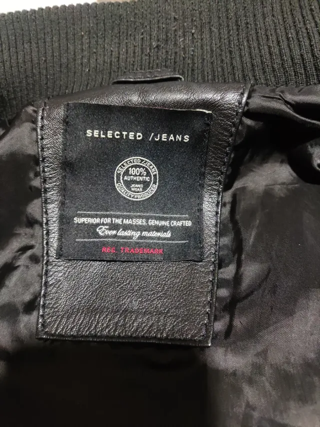 Cazadora Bomber Cuero Negra