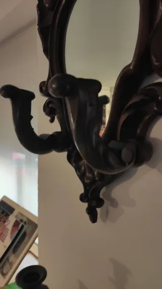 Espejo Antiguo Talla Madera Siglo XIX