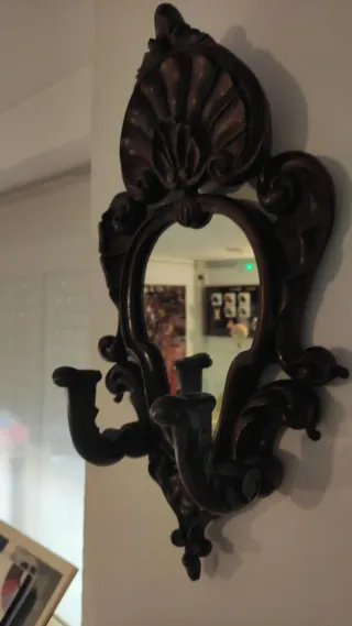 Espejo Antiguo Talla Madera Siglo XIX