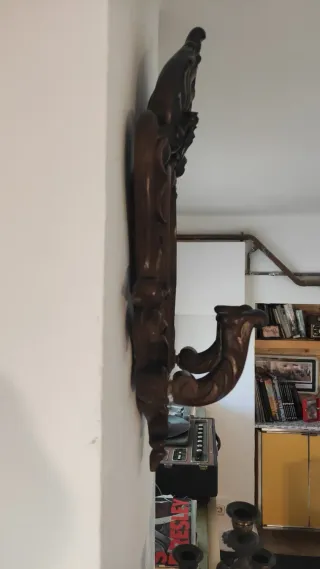 Espejo Antiguo Talla Madera Siglo XIX