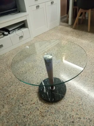 Mesa de centro cristal y mármol