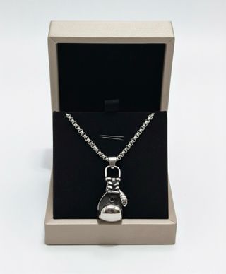 Collar Guante Boxeo Plata
