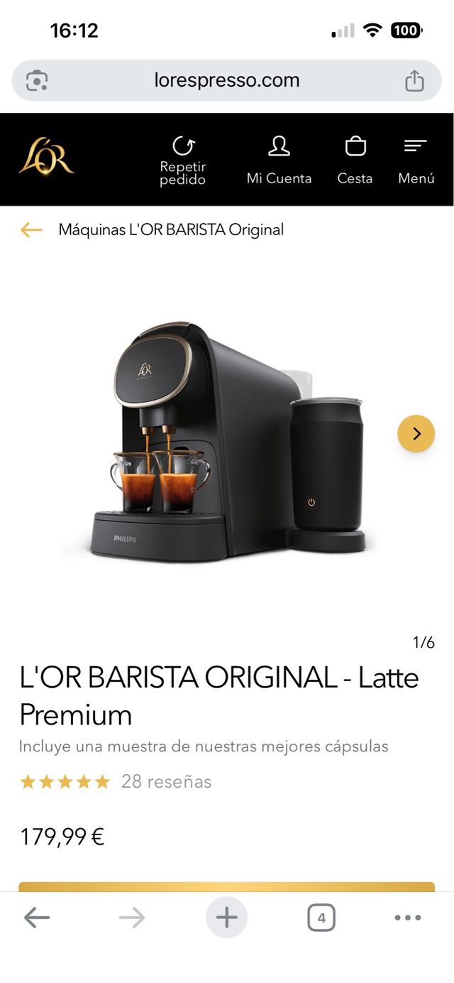 Cafetera Philips L'OR Barista Negra