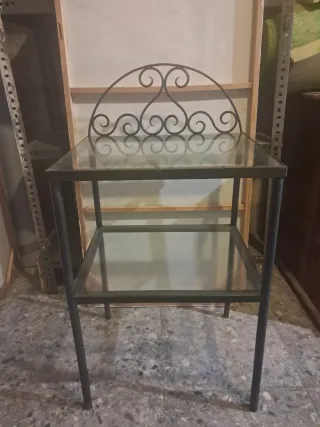 Mesita forja y cristal