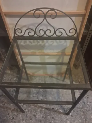 Mesita forja y cristal